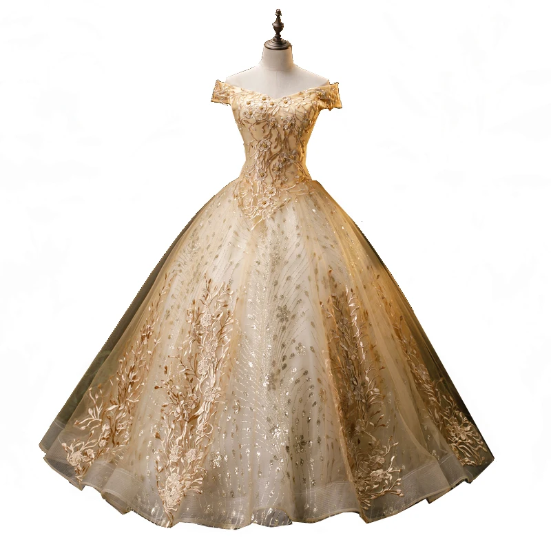 Gold Party Dresses 15 Quinceanera Dress 2024 Off The Shoulder Ball Gown Vintage Lace Quinceanera Gown Plus Size customized - Image 5